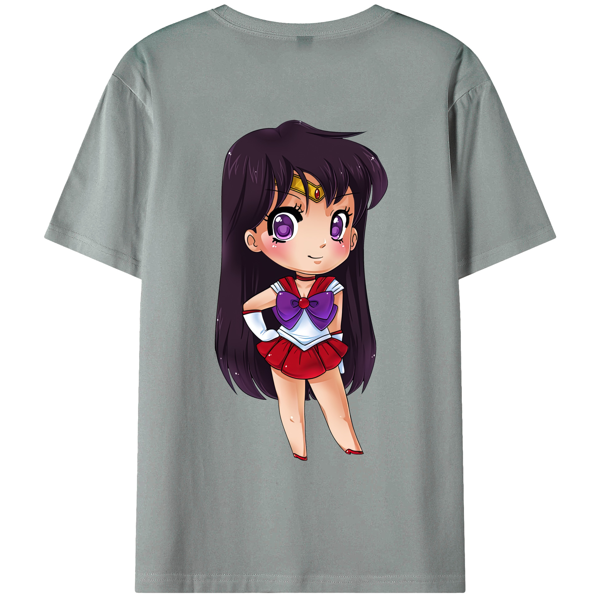 （画像用） 美少女戦士セーラームーン 火野レイ ひの レイ Sailor Moon Hino Rei （セーラーマーズ,Sailor Mars） 綿100％ メンズ半袖Tシャツ（バックプリント） 通気性